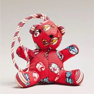 Vera Bradley Bear-Shaped Plush Bag Charm Diamond Patchwork Somethin Sweet Red